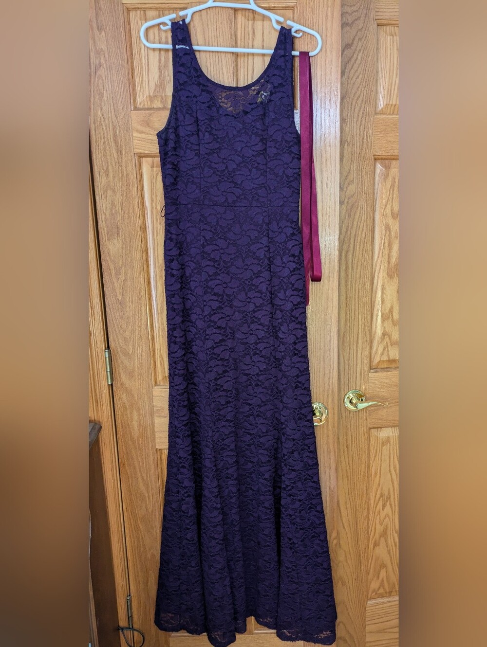 Elegant Purple Lace Mermaid Dress - Large